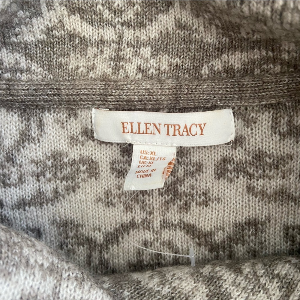 Ellen Tracy Shawl Collar Button Cardigan Size XL Brown/Cream Marled Knit NWOT - Picture 4 of 7